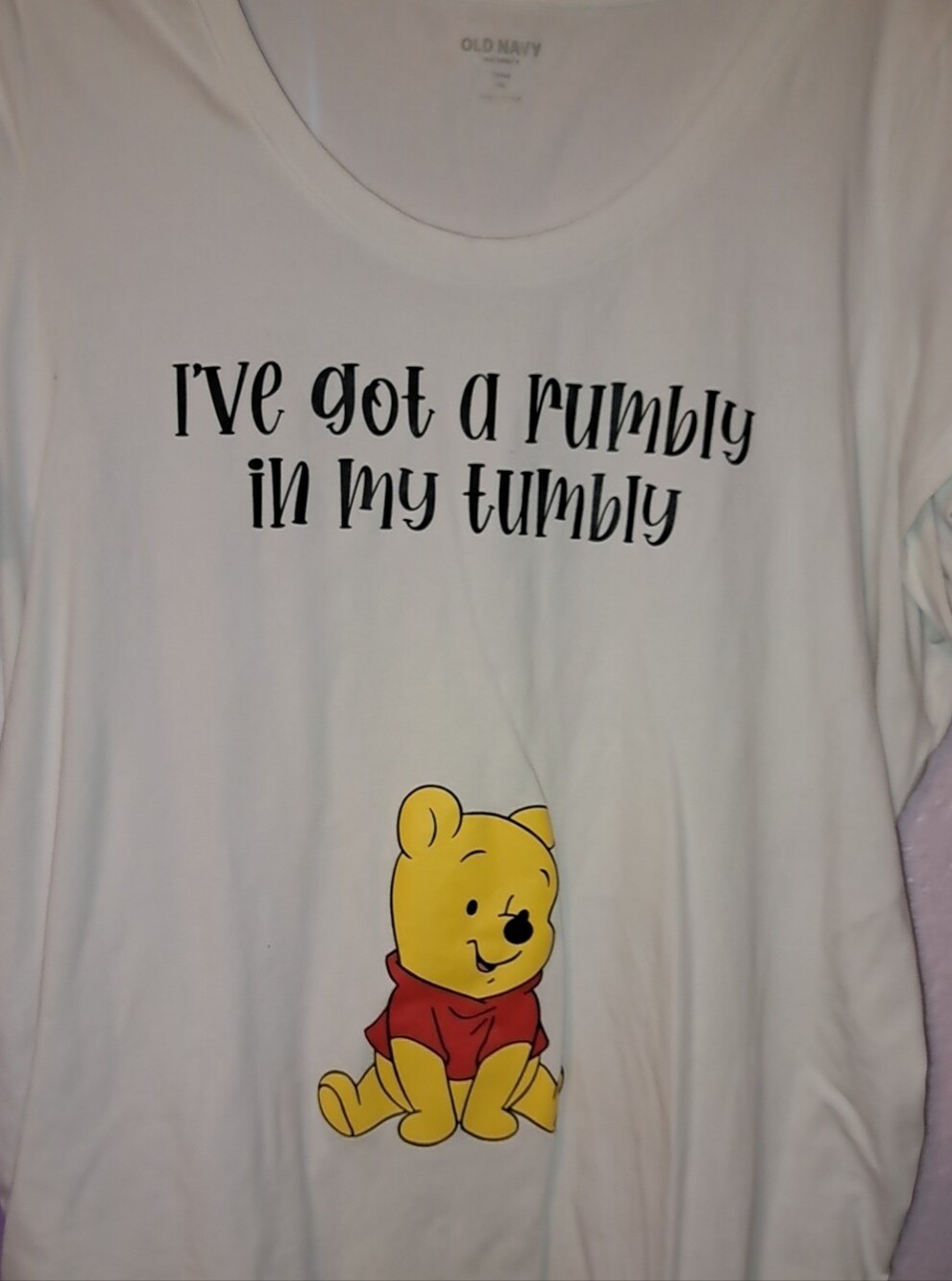 Maternity Old Navy White Winnie the Pooh Graphic Tee with Yellow Character
